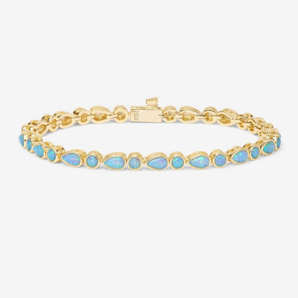Melinda Maria Gold and Blue opal tennis isla Bracelet